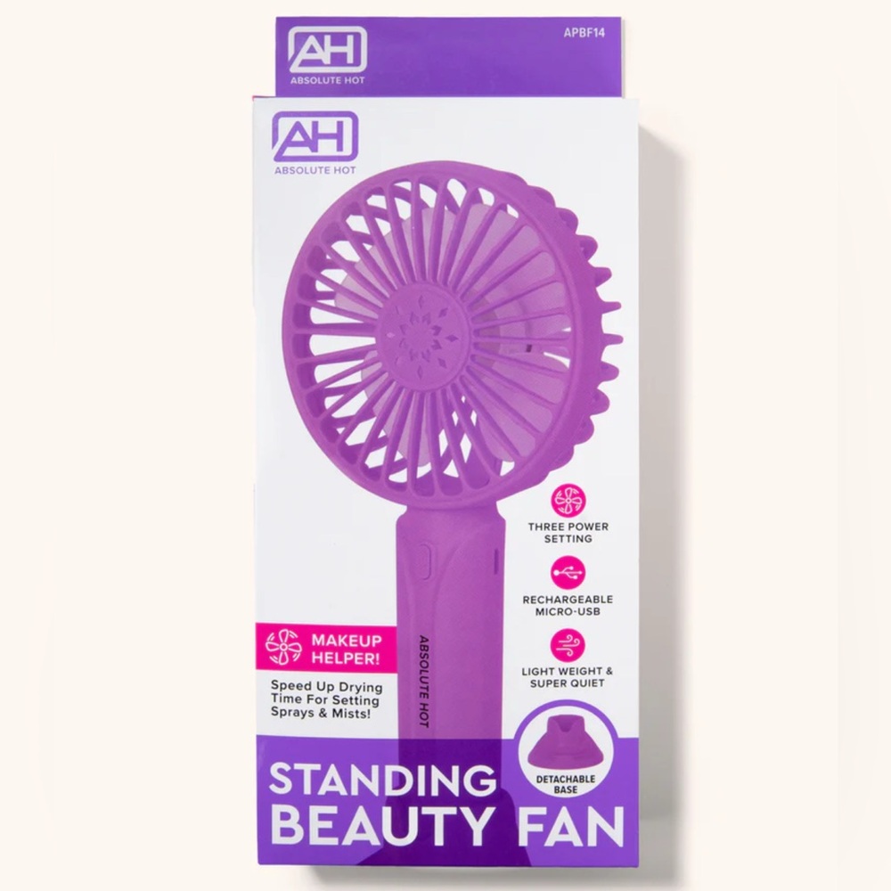 Absolute New York Purple Standing Beauty Fan- detachable base, rechargeable - Picture 2 of 2